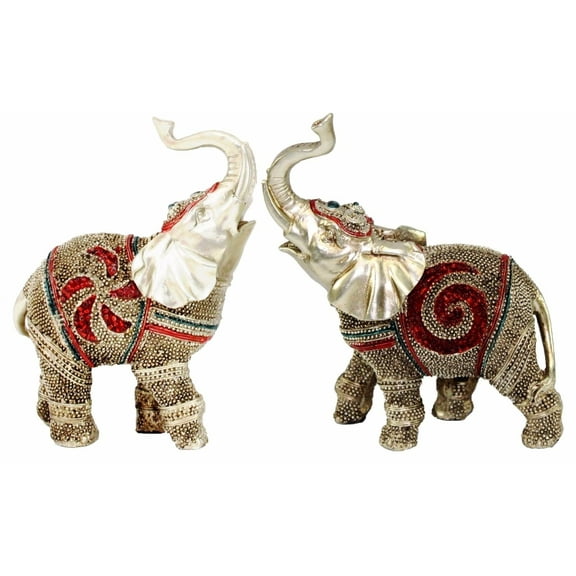 Feng Shui Pair of 5" Elegant Elephant Statue Wealth Lucky Figurine Gift Home Decor Gift New