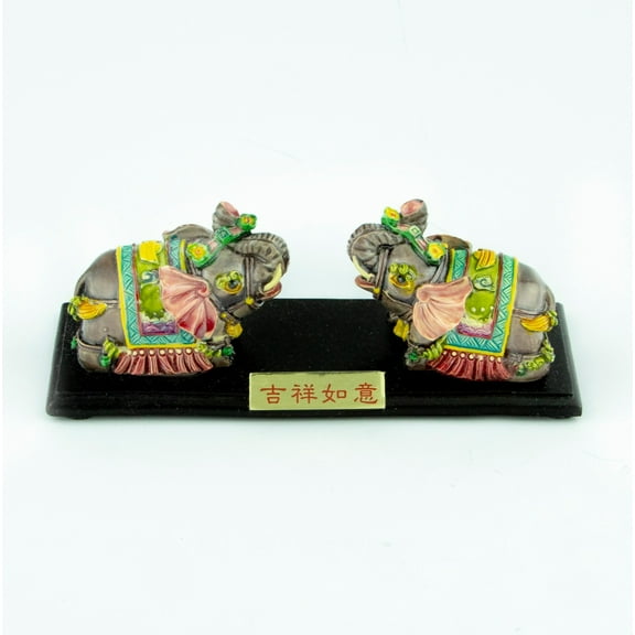Feng Shui Pair of Elephant Statues Two Elephant Figurines