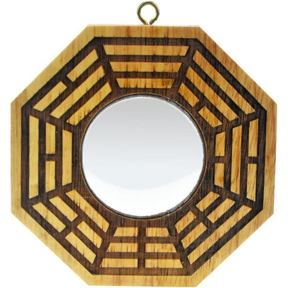 Feng Shui Peach Wood Bagua Mirrors Pakua 4 Inch (Convex)