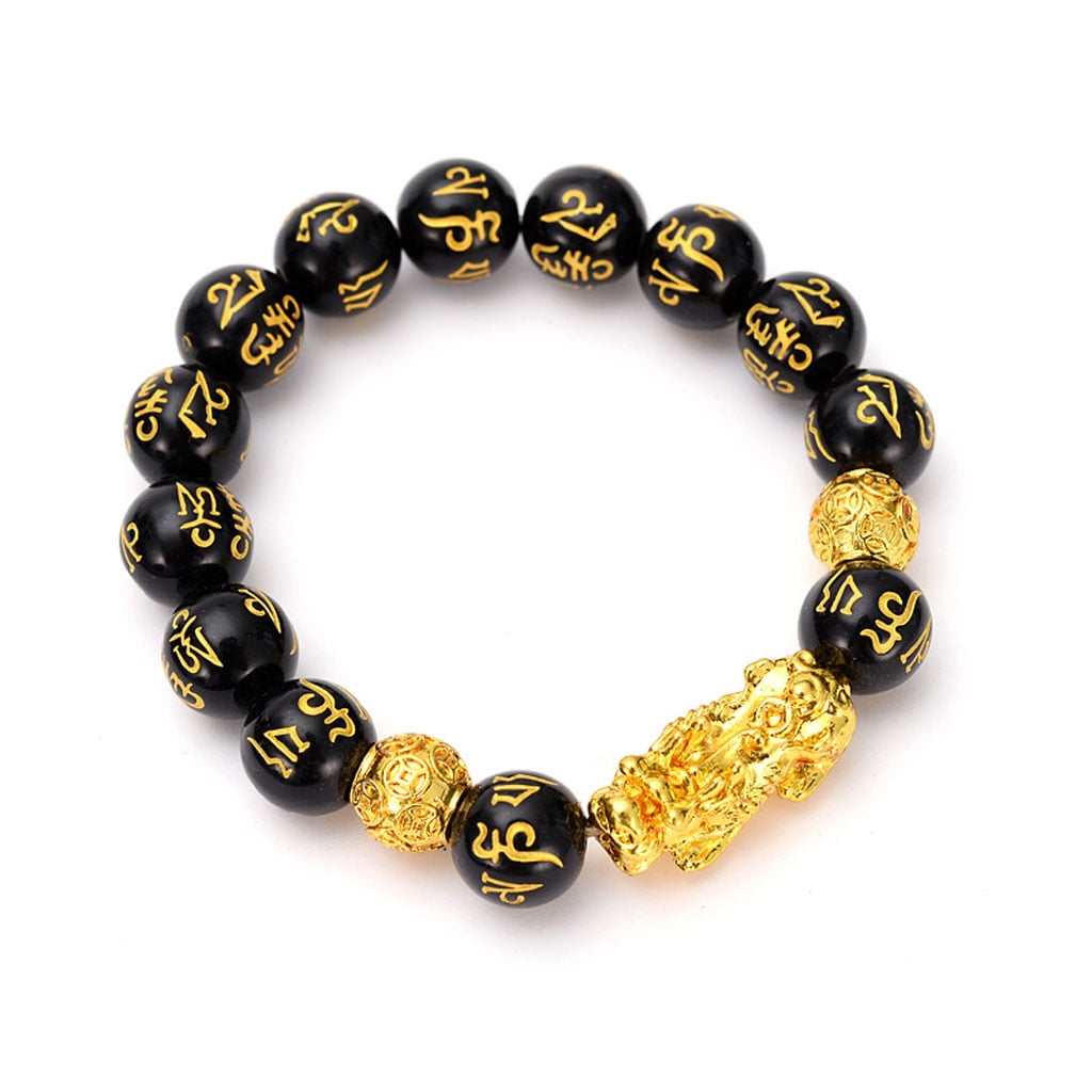 Feng Shui Pi Xiu Bracelet Attract Wealth and Good Luck Wealth Buddhism Bracelet Adult Unisex Size 5 in Black