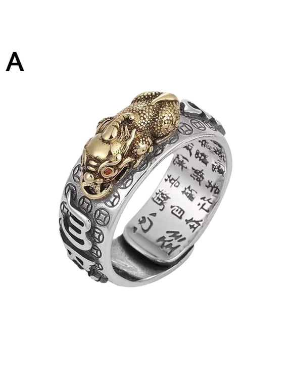 Feng Shui Plated Wealth Lucky Rings Buddhist Jewelry Adjustable NEW T6R8