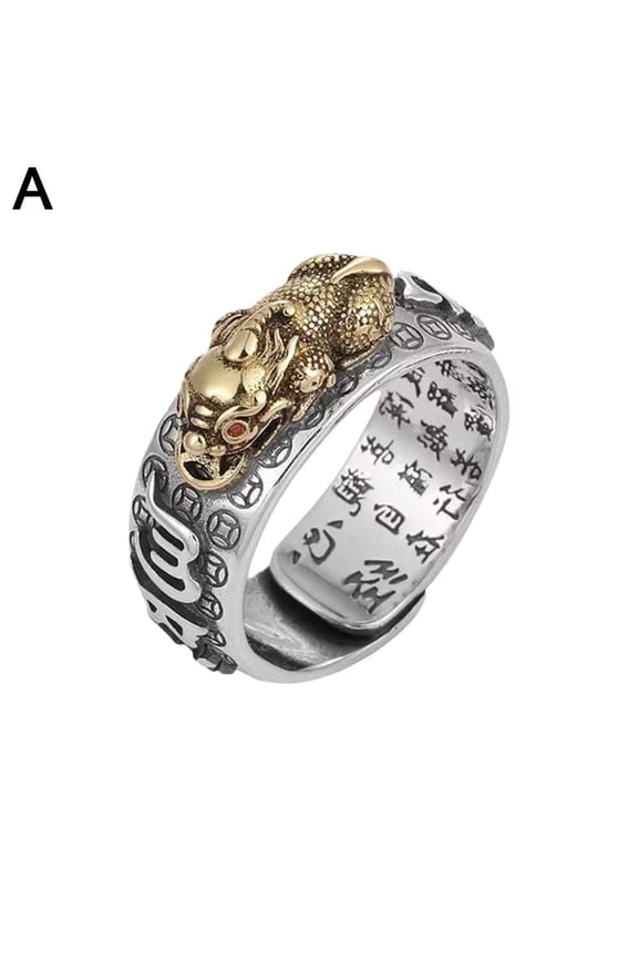 Feng Shui Plated Wealth Lucky Rings Buddhist Jewelry NEW Adjustable E7V0