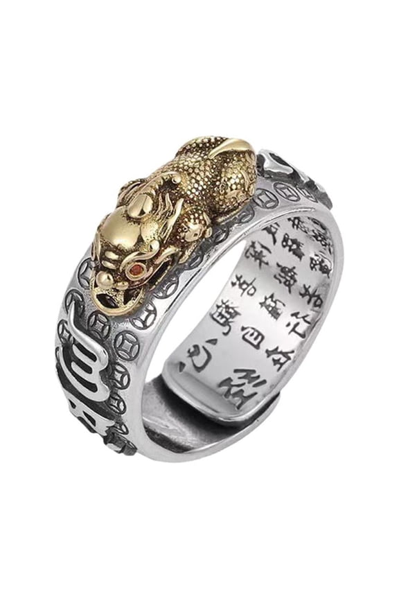 Feng Shui Plated Wealth Lucky Rings Buddhist Jewelry NEW Adjustable N9V8