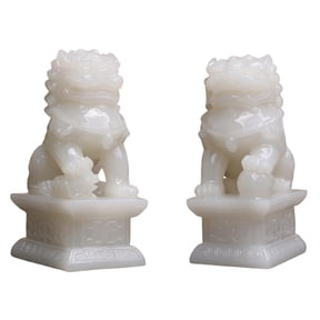 Feng Shui Porsperity Statues 2 PCS Fu Foo Dogs Pair of Lion Best Housewarming Congratulatory to Ward Off Evil Energy Home Feng Shui Decor