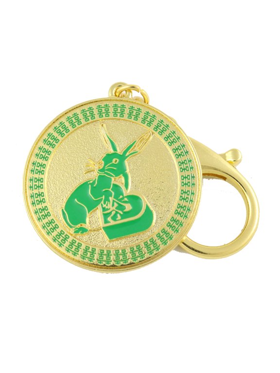 Feng Shui Rabbit Peach Blossom Amulet Keychain
