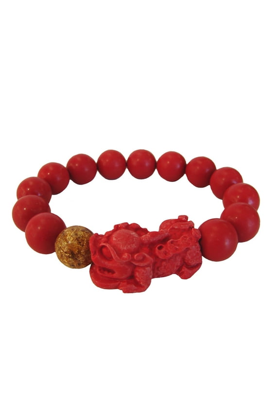 Feng Shui Red Stone Bracelet with Pi Yao