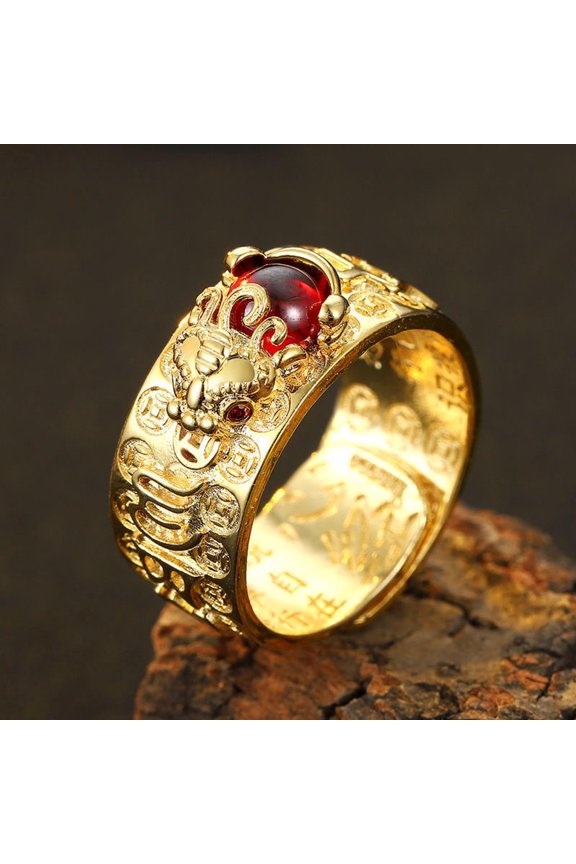 Feng Shui Ring Anillo Mantra Wealth Protection Efficacious Rings for Men & Women Pixiu Mantra Band