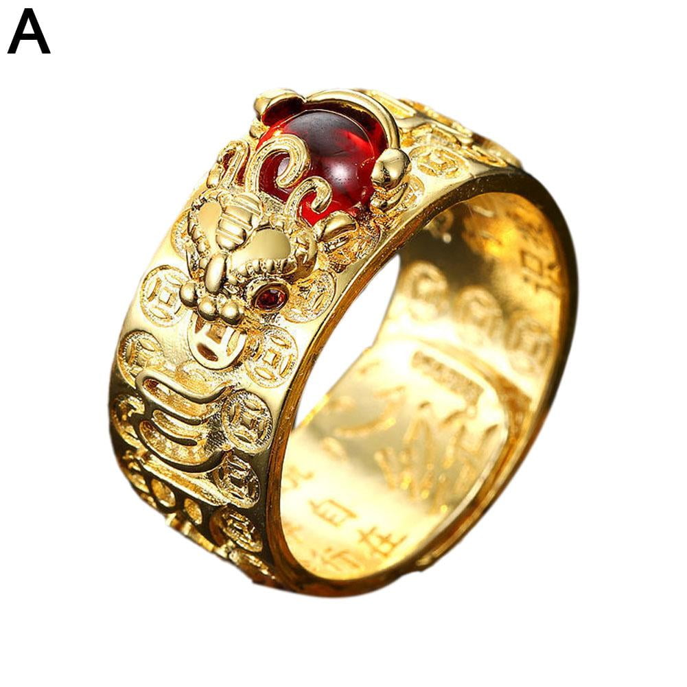 Feng Shui Ring Silver Gold Plated Six Words Mantra Amulet Ring