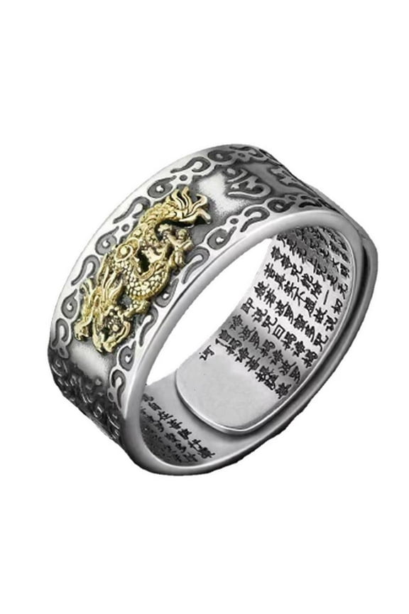Feng Shui Rings Adjustable Buddhist Mantra Attract Open Wealth Rings I1A8