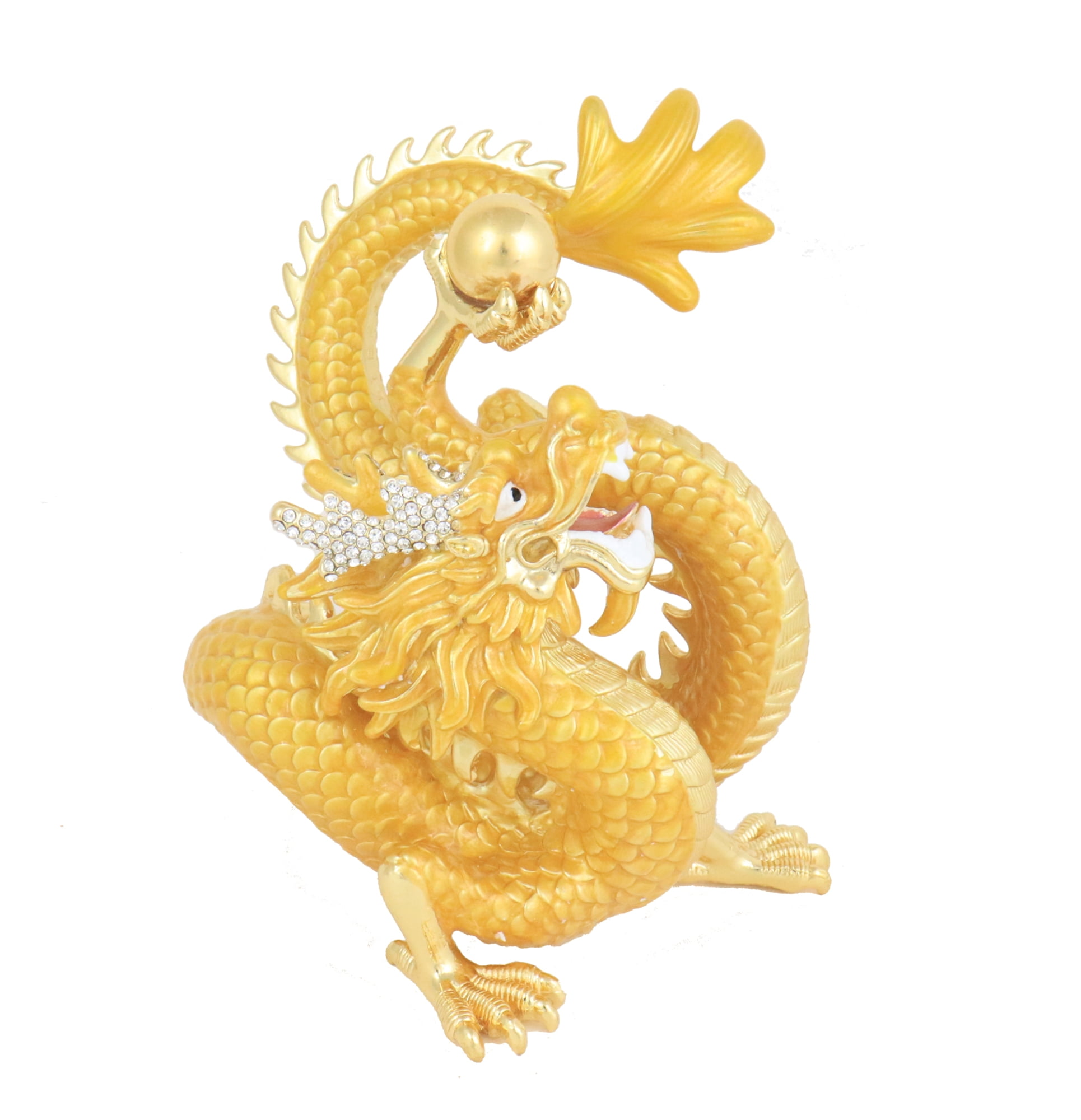 Feng Shui Rising Golden Dragon Holding A Pearl Statue - Walmart.com