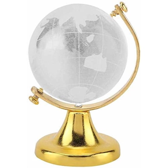 Feng Shui Small Glass Globe For Office Table World Map For Success & Prosperity (White - Gold) Ultimate Enhancer For Education Pack Of 1