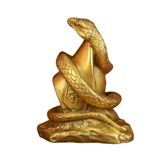 Feng Shui Snake Statue 2025 Year of The Snake Figurine Golden Resin