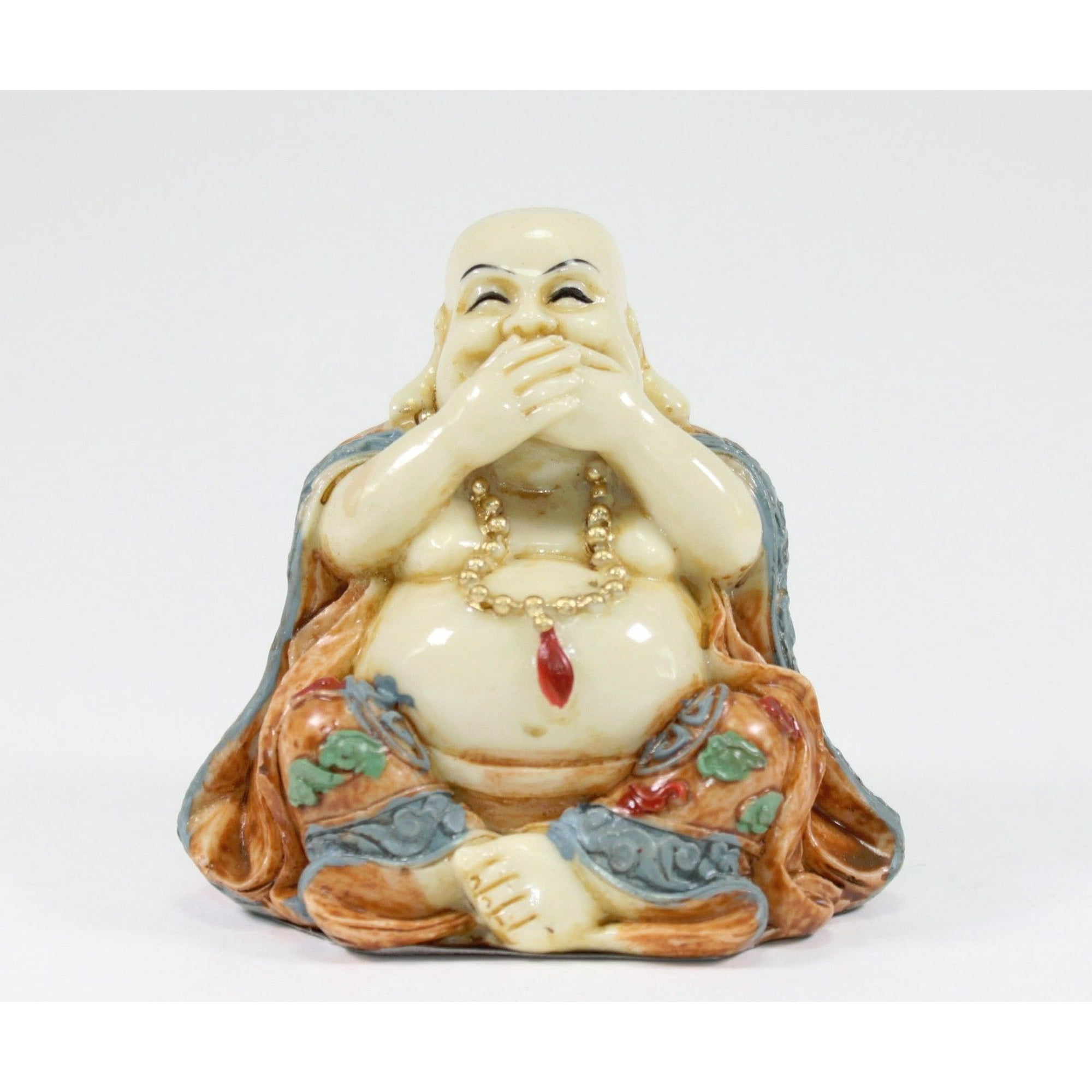 Feng Shui Speak No Evil Happy Face Laughing Buddha Figurine Home ...