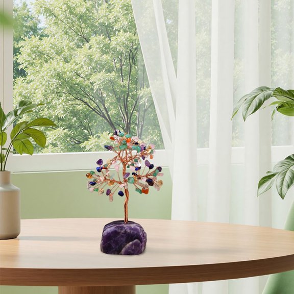 Feng Shui Tree Desktop Ornament for Wealth and Luck Natural Home Decoration for Positive Energy Handmade Decoration for Living Room and