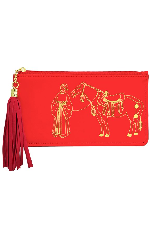 Feng Shui Tribute Horse Wealth Wallet Gui Ren Amulet Talisman Wallet (Red) Y101