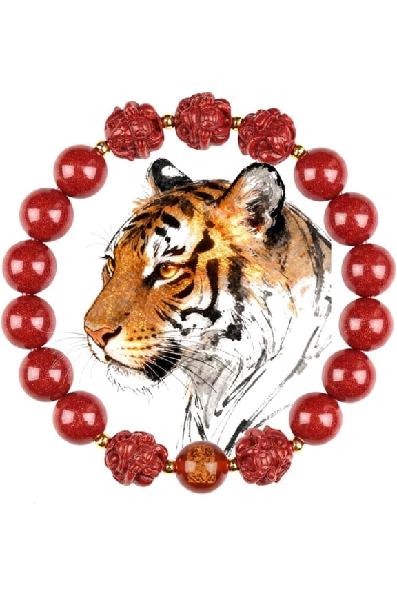 Feng Shui Triple Protection Bracelet for Women, Red Cinnabar Zodiac Prayer Bead Bracelet for Wealth, Prosperity & Good Luck, Meaningful Gift for Mother's Day, Birthday, Christmas