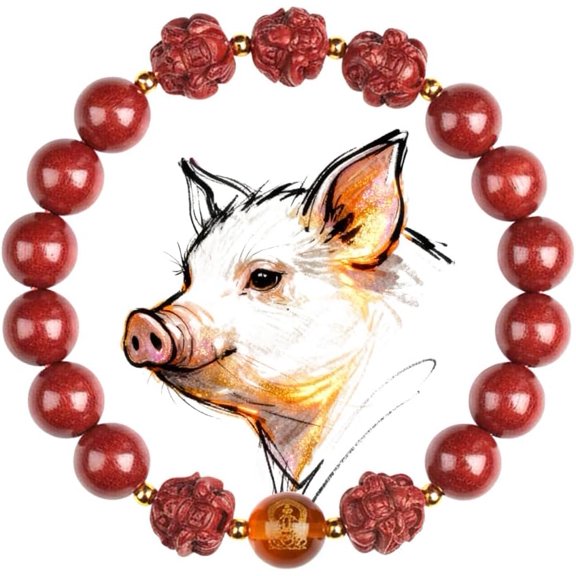 Feng Shui Triple Protection Bracelet for Women, Red Cinnabar Zodiac Prayer Bead Bracelet for Wealth, Prosperity & Good Luck, Meaningful Gift for Mother's Day, Birthday, Christmas