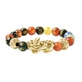thumbnail image 1 of Feng Shui Wealth Bracelet for Men Women, Colorful  Beads Stretchable Good Luck Bracelet  Gold Plated Dragon Jewelry Lucky Women 6.50" Birthday Christmas Gifts, 1 of 5