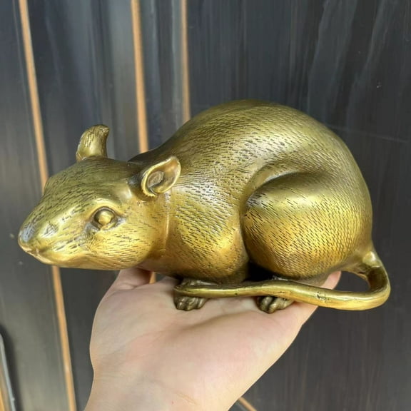 Feng Shui Wealth Brass mouse Copper Rat sculpture statue Decor,Collect Feng Shui Auspicious mouse rat Zodiac Animal Huge RAT lucky Talisman