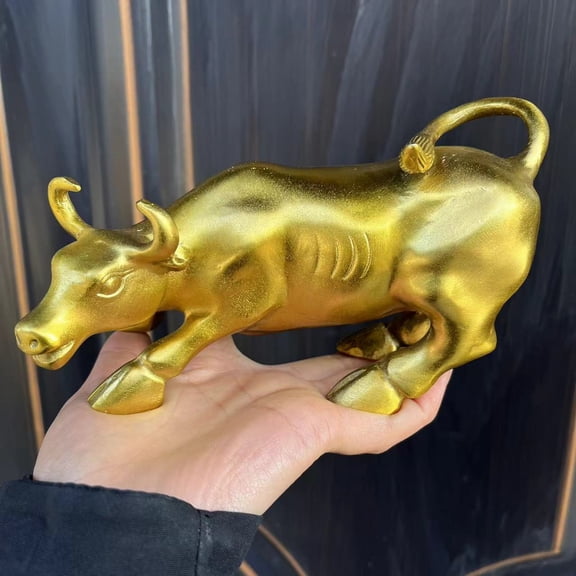 Feng Shui Wealth Copper Carving Lucky money Fat OX Bull Statue Sculpture ,Asian Animal Carved Wealth Spitting pet Life size Money Art Animal