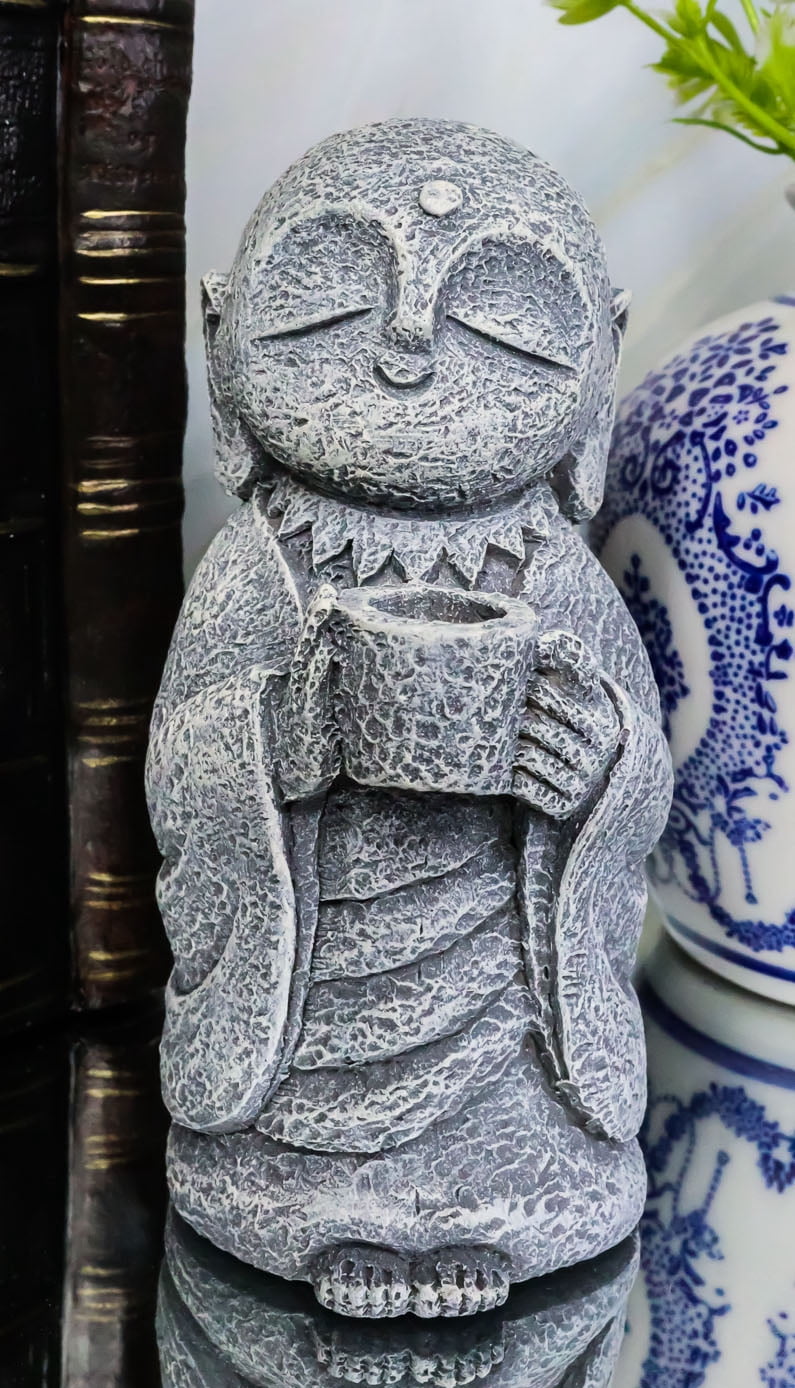 Feng Shui Zen Buddha Japanese Jizo Monk Drinking Out Of Tea Cup