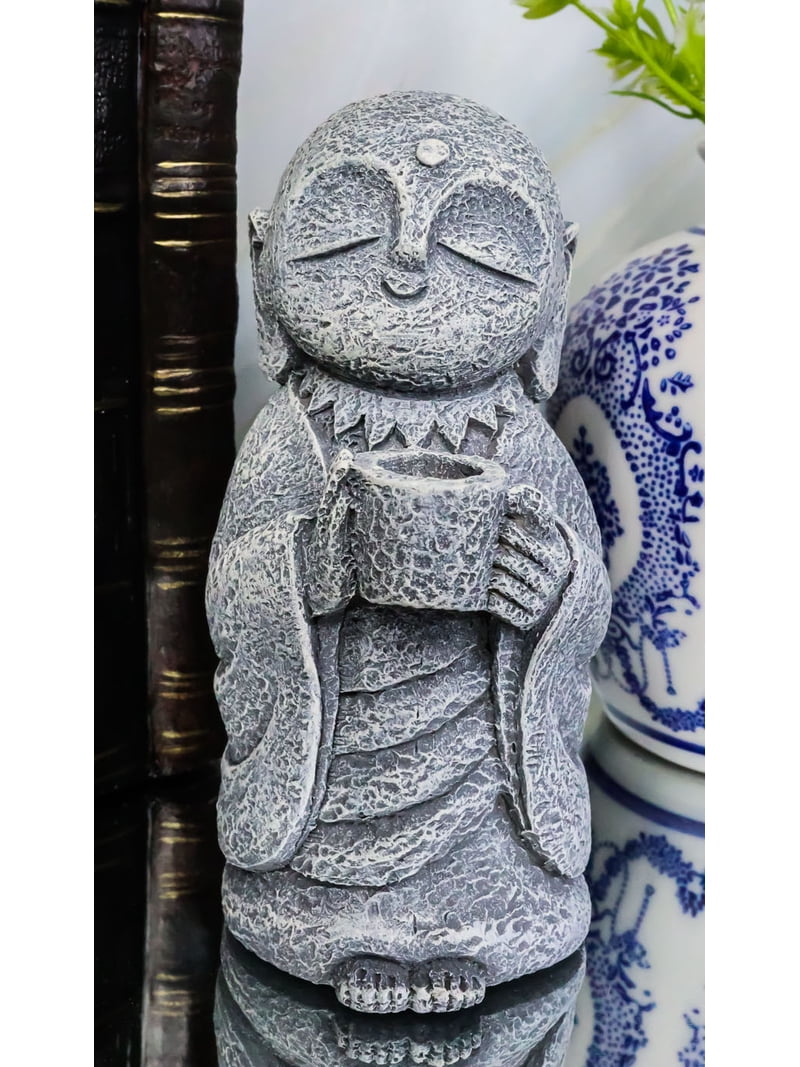 Feng Shui Zen Buddha Japanese Jizo Monk Drinking Out Of Tea Cup