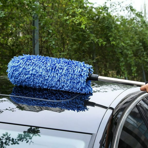 FengErXian 2024 Large Microfiber Car Duster Exterior Scratch Free with Extendable, Car Duster Interior Multipurpose dust Cleaning,Car Wash Mop 55cm Retractable To 80cm,Blue
