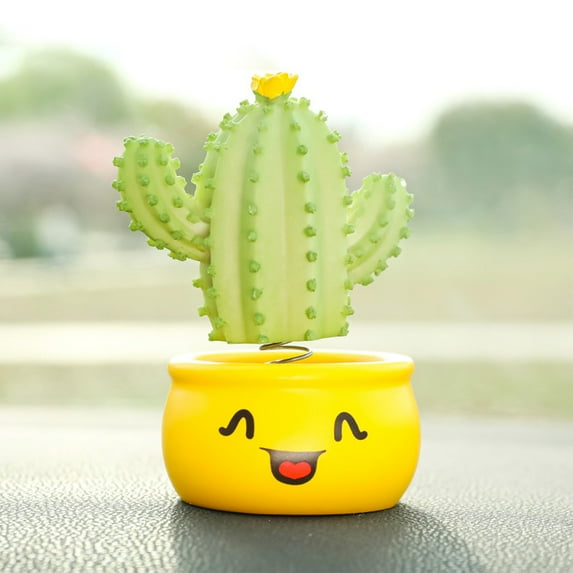 FengErXian Car Decorations Interior Aesthetic Cactus Shaking Head Figure Car Ornament Car Supplies Office Desktop Decoration Gift