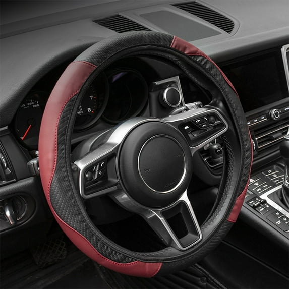 FengErXian Cyber.Monday Deals!New Car Gadgets 2024 Clearance Car Steering Wheel Cover Elastic No inner Ring Carbon Fiber Leather All Season Universal Slip Car interior Handlebar Cover