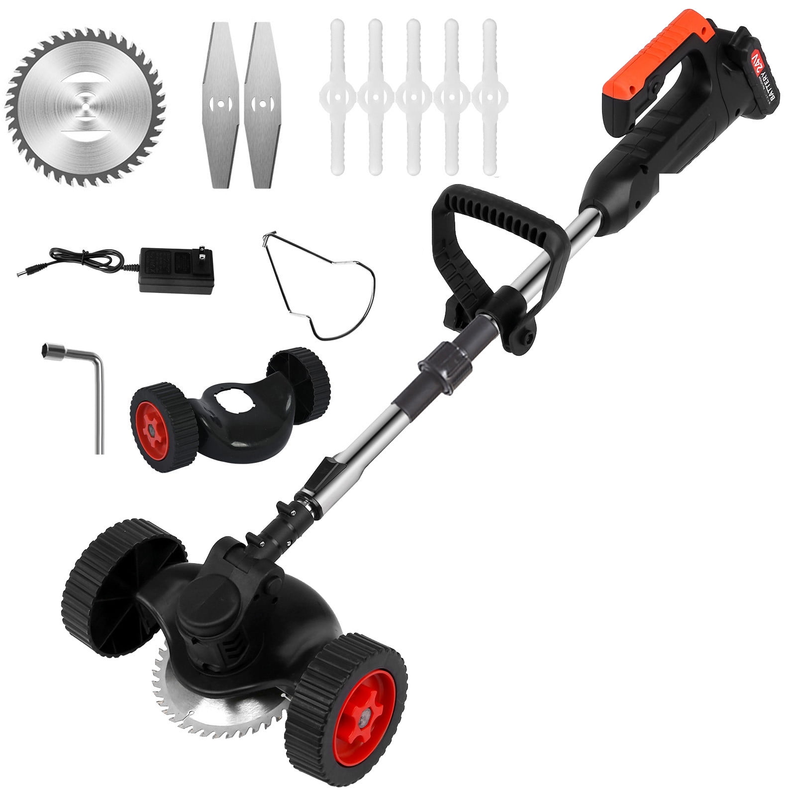 FengErXian Household Items for $1 Foldable String Grass Trimm Er Weed Eater with Wheel, without 24V Lithium- Batteries