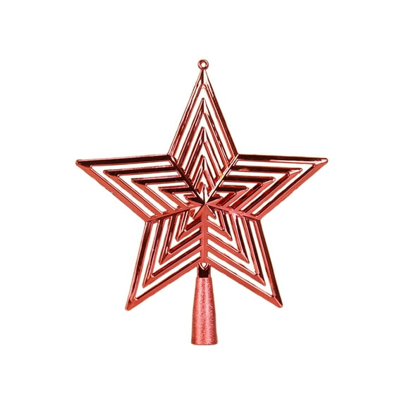 Red Christmas Tree Topper Star Ornament Holiday Decoration 3D Hollow Pentagram Design Abs Material Artistic Festive Decor For Christmas Tree And Home Decor Red Color