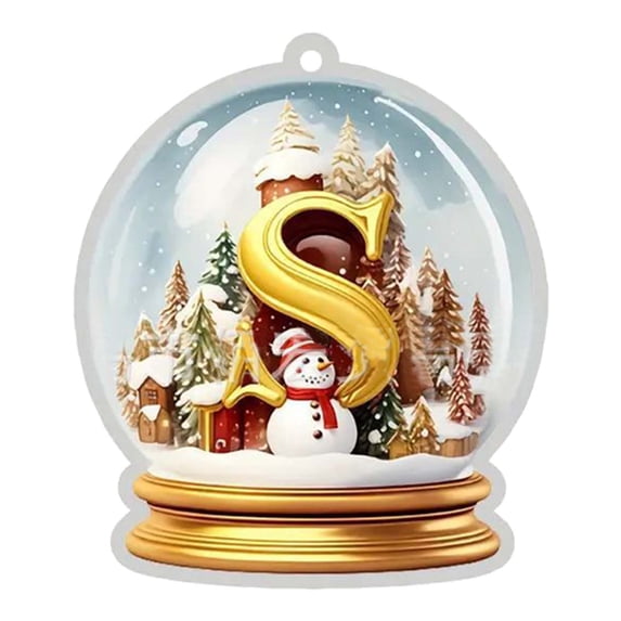 S 26 Letter Yellow Acrylic Crystal Ball Car Hanging Ornament Christmas Tree Decoration For Home Interior Festive Decor Personalizable Gift Idea Letter S