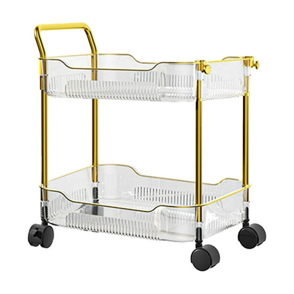 A 16.92Inch X 13.85Inch X 10Inch Two Tier Transparent Rolling Cart With Wheels A For Kitchen Office Bedroom Storage
