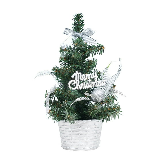 A 7.87Inch Mini Christmas Tree Potted Pvc Desktop Decoration A For Home Office Tabletop Holiday Festive Display