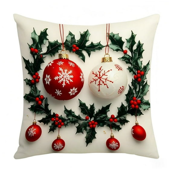 E Set Of 4 Christmas Themed Cotton Pillowcases 45X45Cm Soft Breathable Fabric For Home Bedding Decorative Covers Seasonal Holiday Design