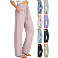 thumbnail image 1 of FengLS Casual Pants for Women Comfy Breathable Lightweight Sweatpants Elastic Waist Pockets Straight Leg Trousers Summer Quick-Dry Pants for Loungewear & Sports, 1 of 6