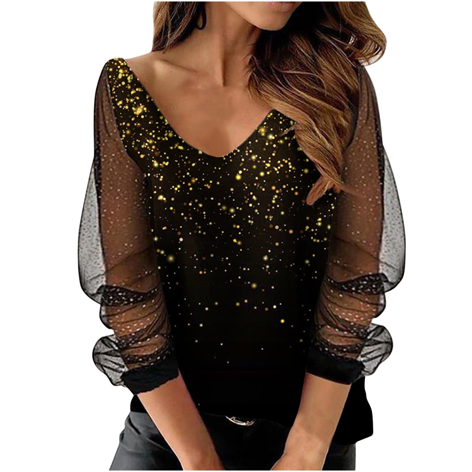 FengLS Dressy Tops for Women, Womens Tops V-neck Black off the Shoulder Tops  Long Sleeve Casual Relaxed-fit Blouse Off Shoulder Tops for Women -  Walmart.com