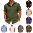 thumbnail image 1 of FengLS Men's Casual Shirt Summer Lightweight Button-Down Cardigan Shirt Collar Short Sleeves Shirt with Chest Pocket Outdoor Vacations Tops Soild Color Beach Blouse, 1 of 6