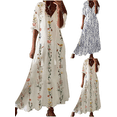 thumbnail image 1 of Zeijnsda Summer Maxi Dresses for Women Casual V-neck Mid-Length Sleeves Long Dresses Boho Floral Print Loose Maxi Beach Dresses, 1 of 6