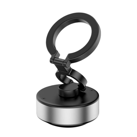 Silver Magnetic Car Phone Holder 360 Rotation Foldable Stand For Smartphones With Aluminum Alloy Base Vehicle Mount Silver