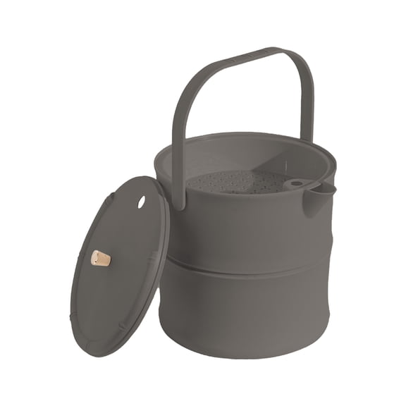 Grey Multi Purpose Tea Residue Trash Can With Lid For Home Office Kitchen Bathroom Compact Bin 9X9X8 Inches Gray