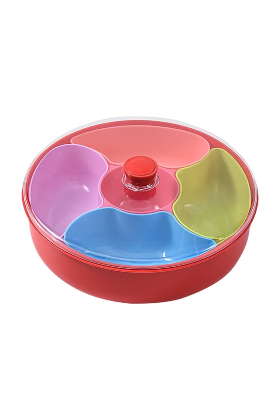 A Colorful Dried Fruit Box Plastic Compartment Candy Box Round Shape Rotating Tray For Party Festival Daily Storage Snack Organization