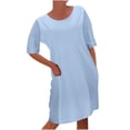 thumbnail image 1 of FengLS Swing Dress for Women, Dresses for Wedding Guest Crew-neck Off the Shoulder Dresses Long-Sleeves Casual Office Work Dress Off the Shoulder Dresses Crewneck Casual Loose Pullover Dress, 1 of 6