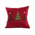 thumbnail image 1 of Red Red Christmas Tree Embroidered Pillow Cover 18X18 Inch Flocked Material Holiday Decor, 1 of 7