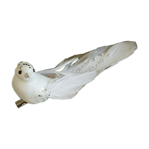 White Christmas Tree Decoration White Color Feather Birds Pair Of Foam Christmas Ornaments Size 6.3X1.78X0.8 Inches