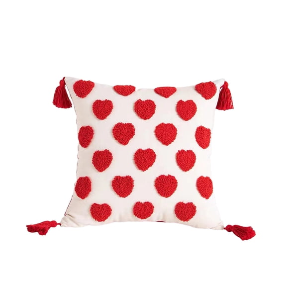 White Heart Shape Pillow Cover Linen Throw Pillow Case Home Bedding Decor White