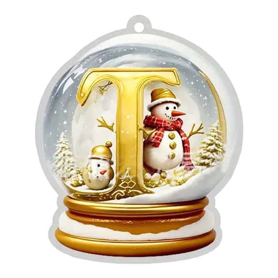 T 26 Letter Yellow Acrylic Crystal Ball Car Hanging Ornament Christmas Tree Decoration For Home Interior Festive Decor Personalizable Gift Idea Letter T