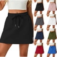 thumbnail image 1 of FengLS Womens Casual Skirt-Pants Drawstring Elastic Waist Skirt with Built-In Shorts Summer Athletic Skorts for Tennis & Golf Wear, 1 of 6