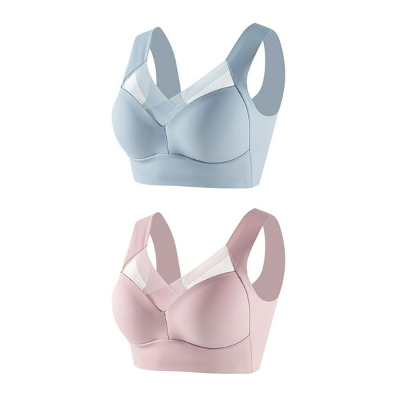 Fengactive 2 PC Women's Seamless Powerful Push Up Wireless Bra Lift Full-Figure Posture Correcting Bra Anti Sagging Bra
