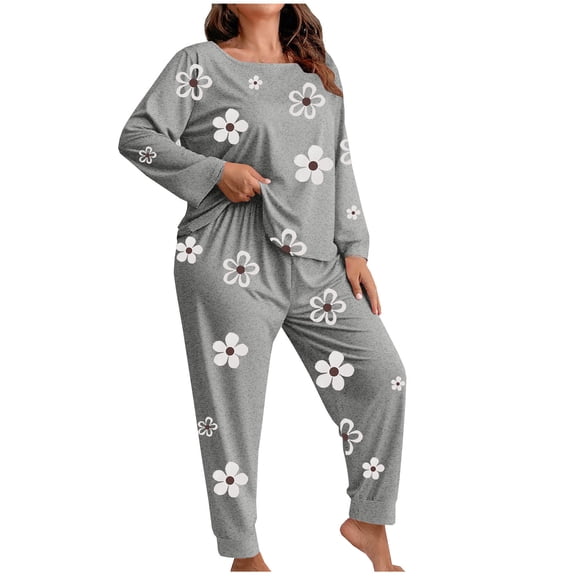 Fengactive 2 Piece Pajama Sets for Women Lounge Set Plus Size 3/4 Sleeve Tops and Pants Soft Comfy Sleepwear Loose Outfits